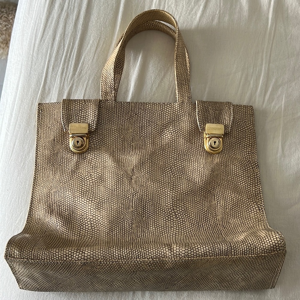Contomano gold fine Italian leather bag